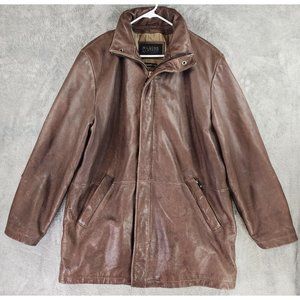 Wilson Pelle Jacket Mens Large Brown Leather Distressed Hooded 3M Insulated Coat